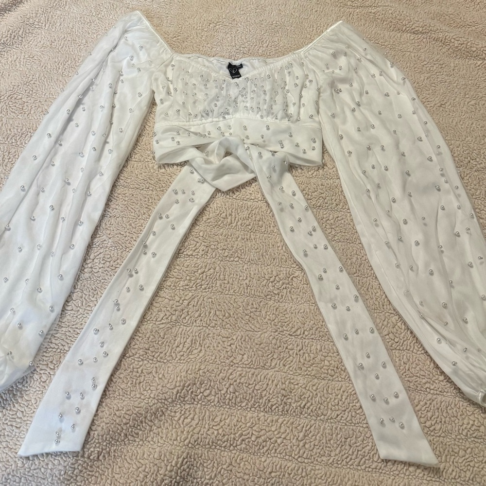 Windsor Elegant White Beaded Blouse